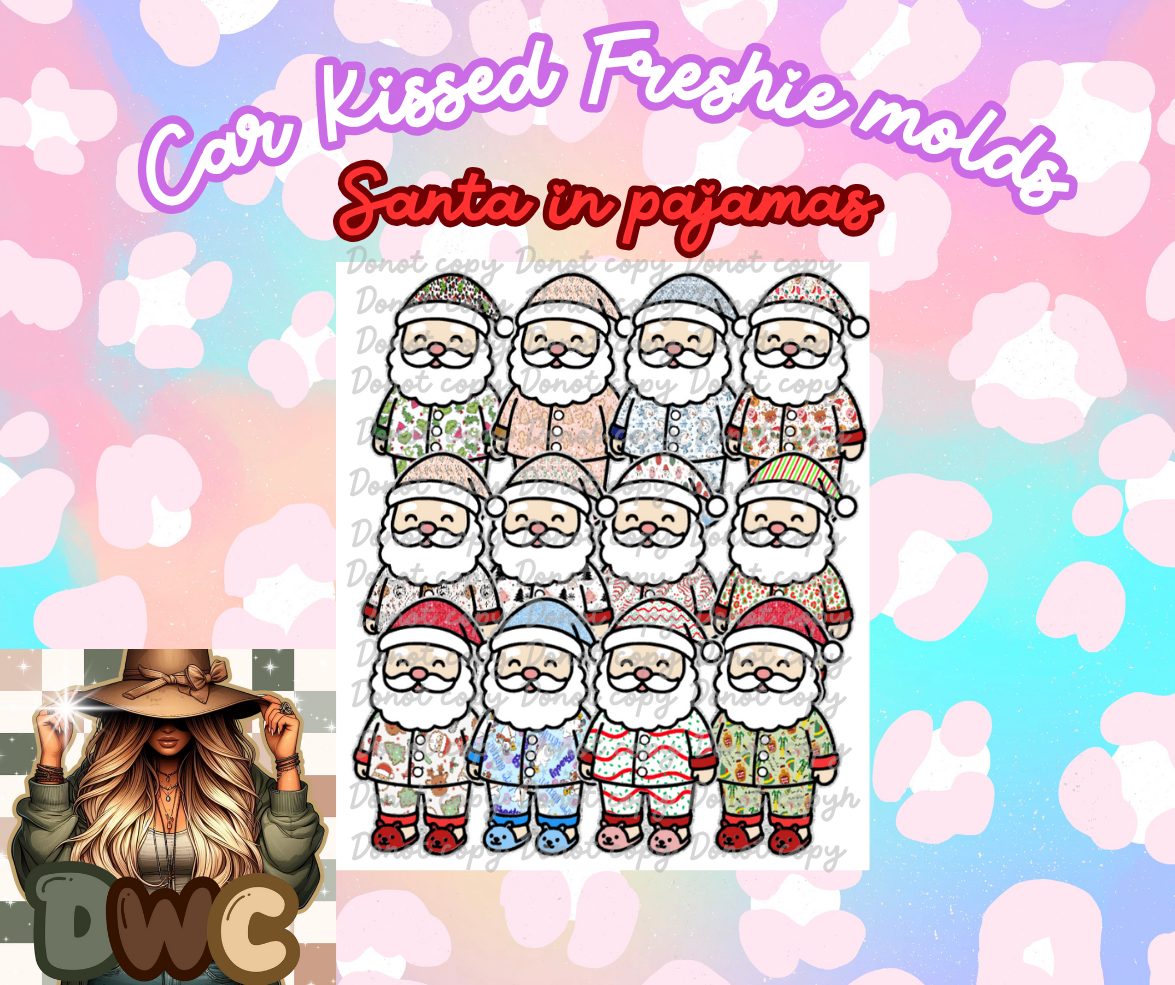 car kissed molds santa in pajamas cardstock