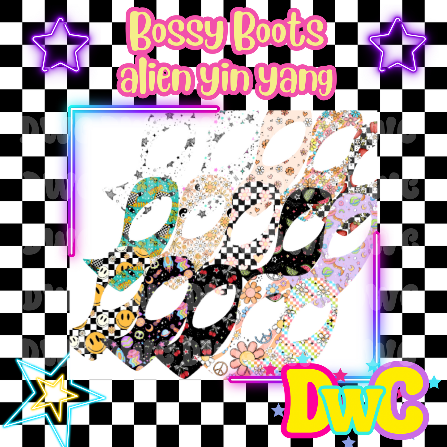 bossy boots yin yang alien cardstock