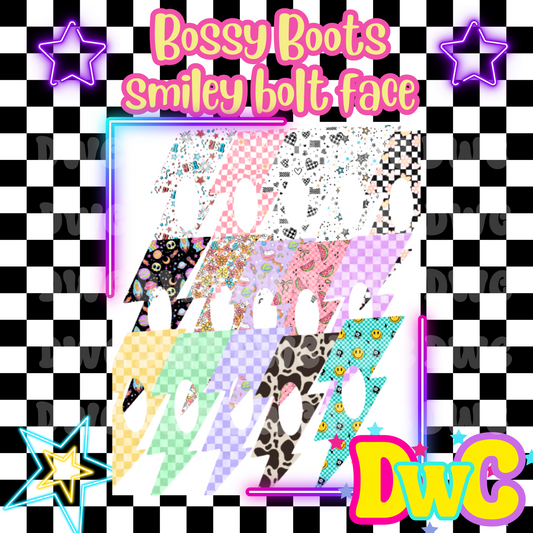 bossy boots lightening bolt smiley face cardstock