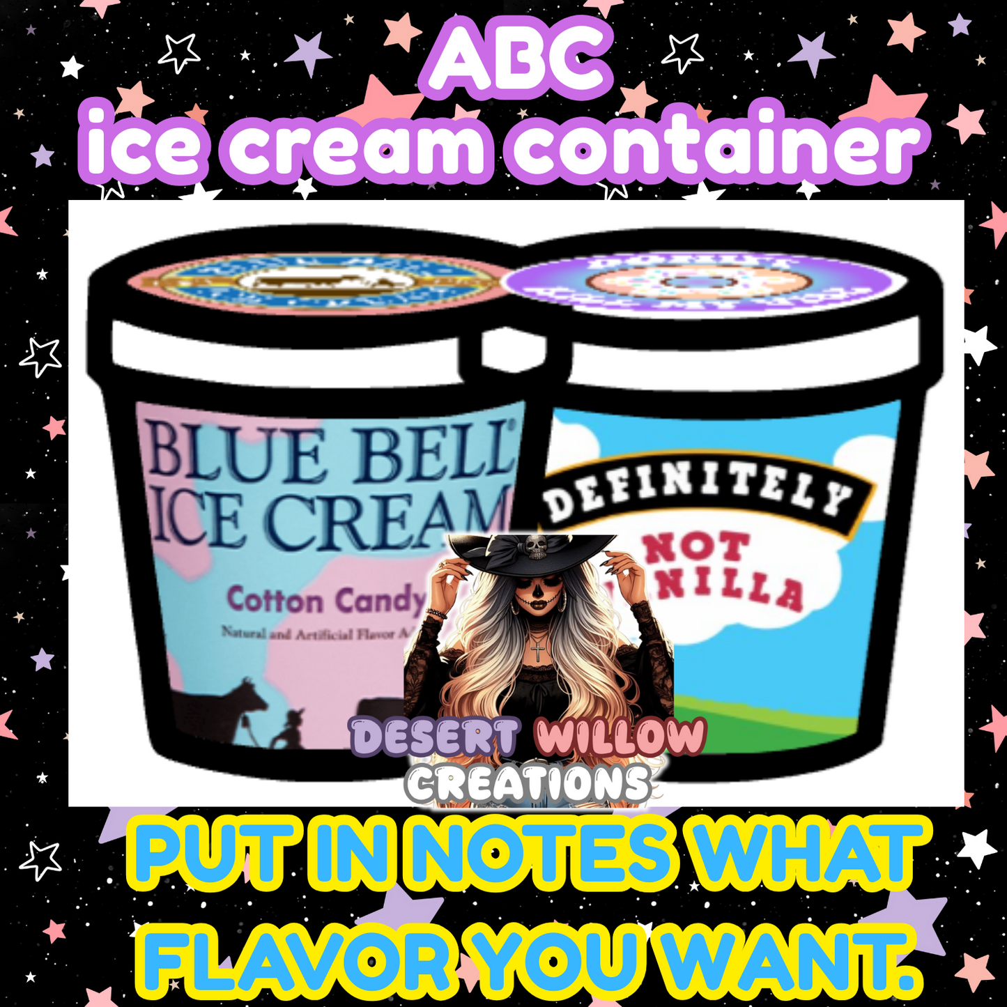 ABC ICE CREAM pint CARDSTOCK