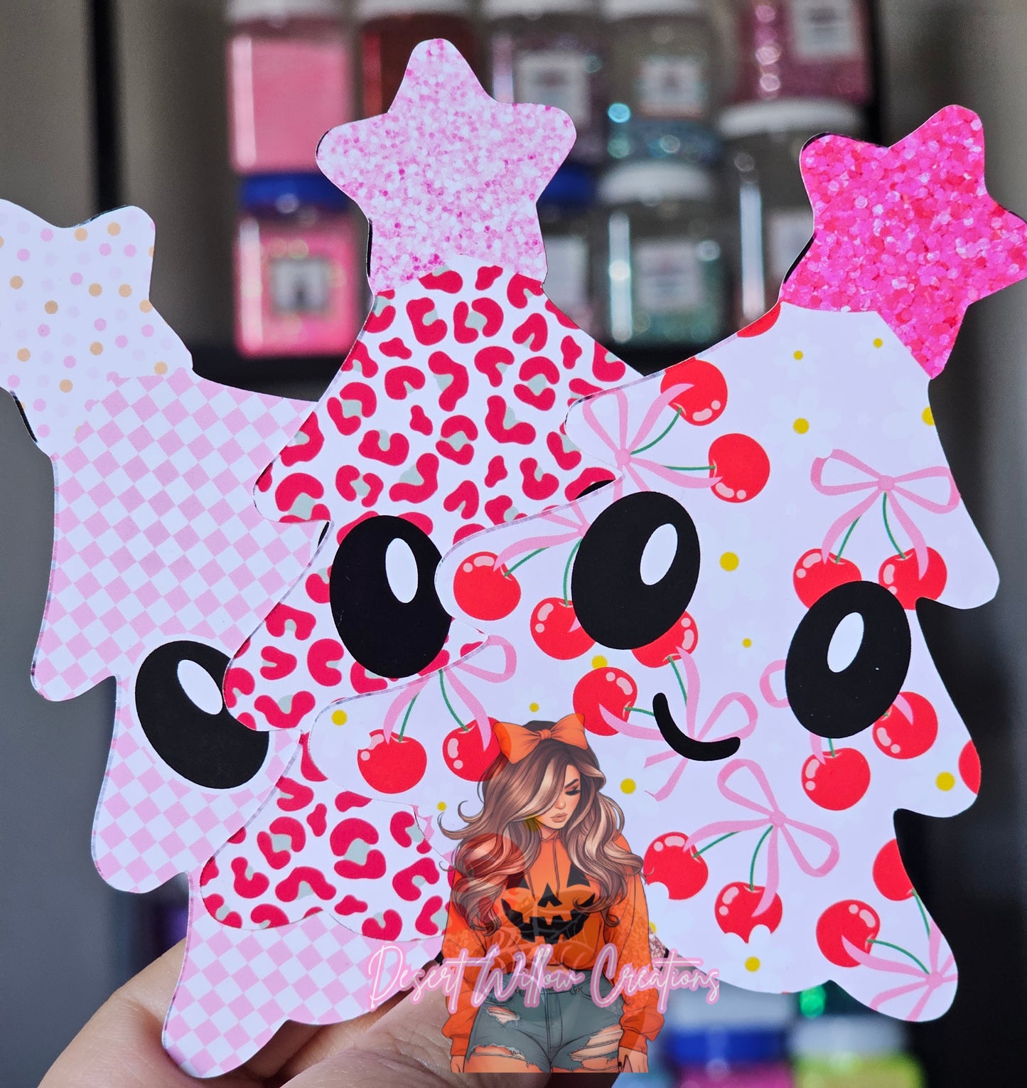 Abc cute christmas tree with face cardstock