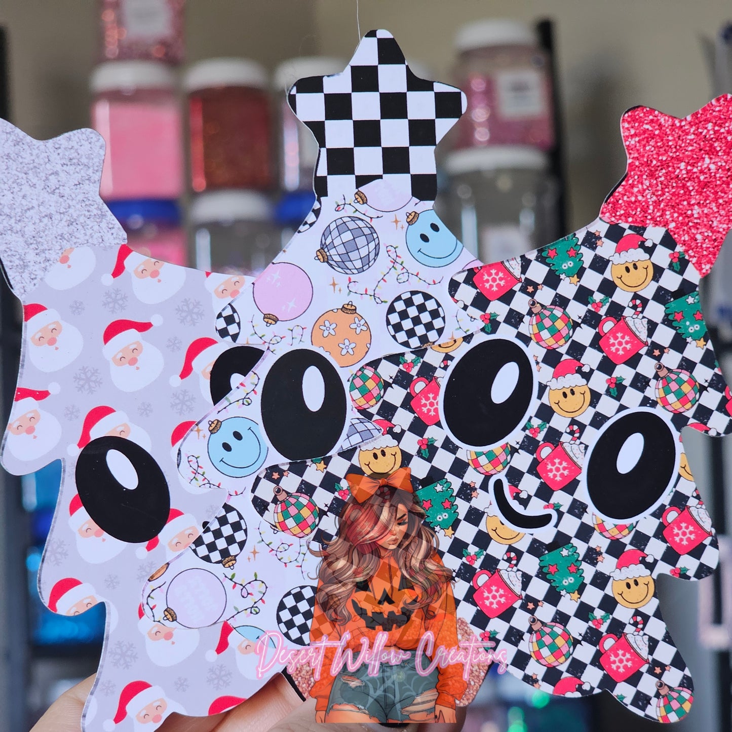 Abc cute christmas tree with face cardstock