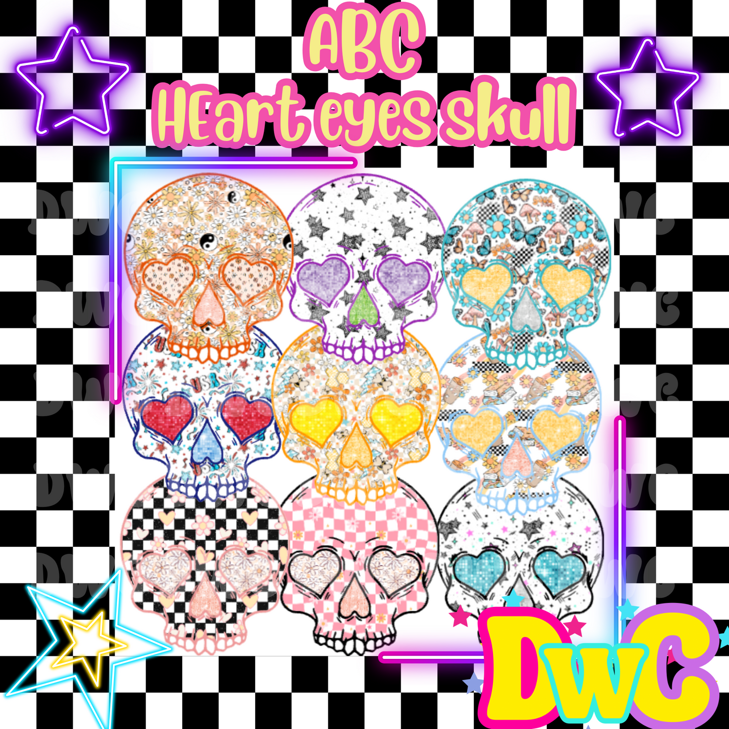 Abc heart eye skull cardstock