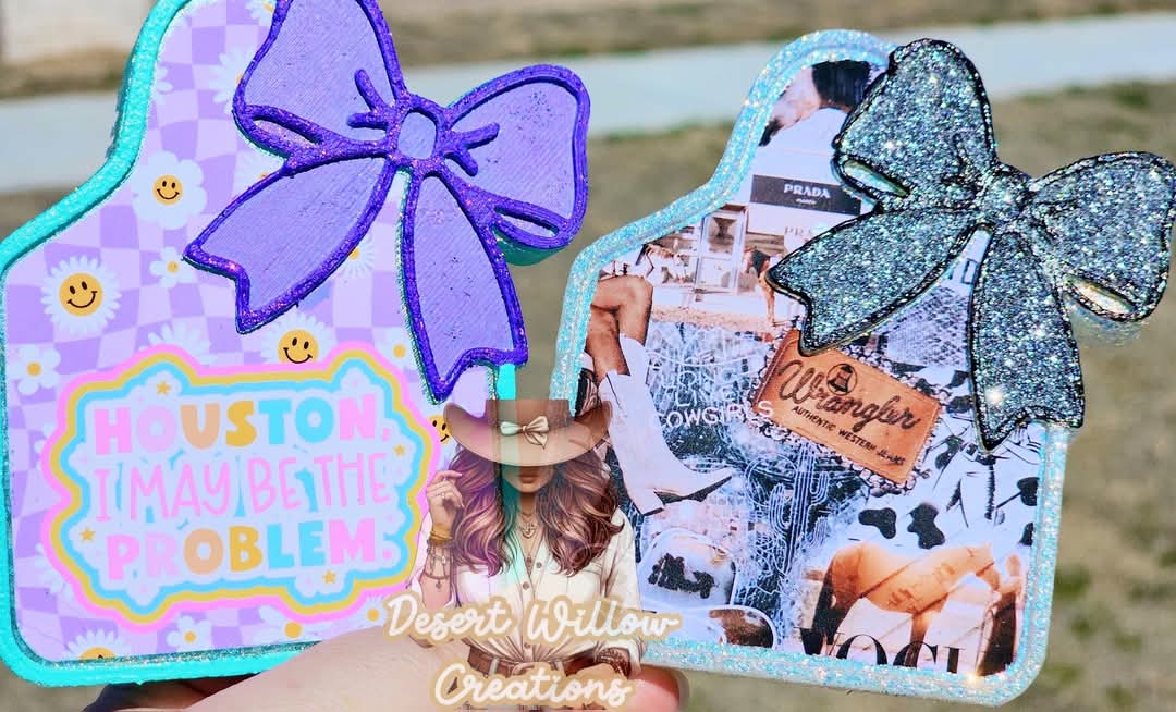 Abc Cow tag with bow (cardstock)