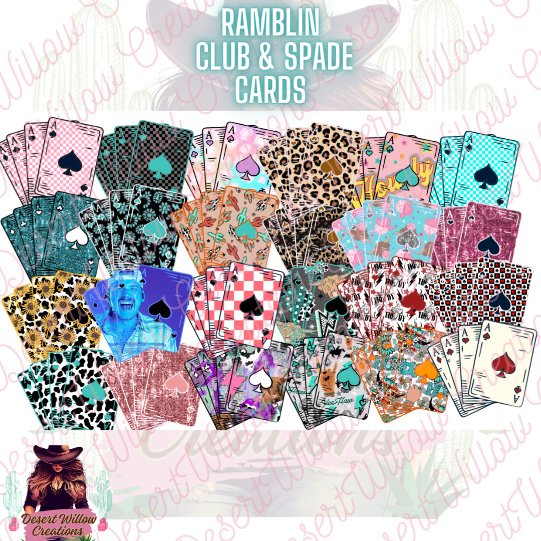 cards for ramblin club or spade