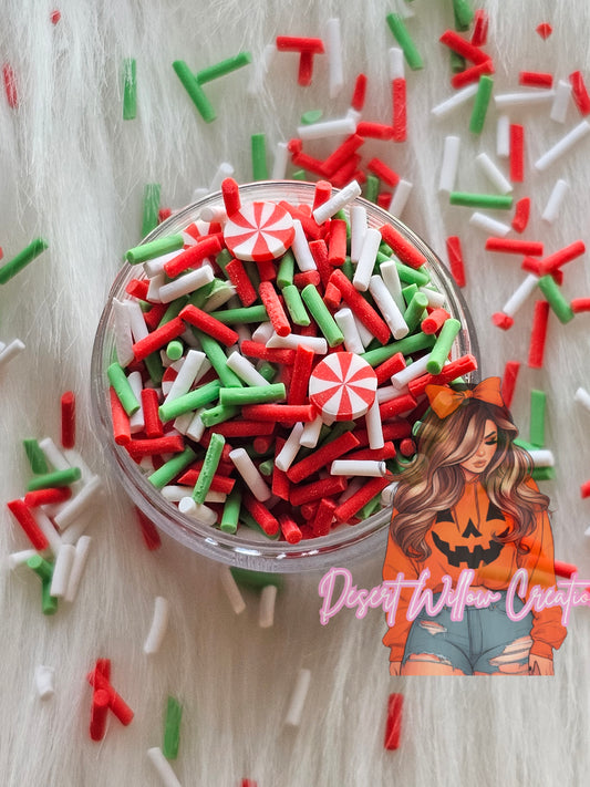 Candy cane light green polymer clay slices (.74oz)