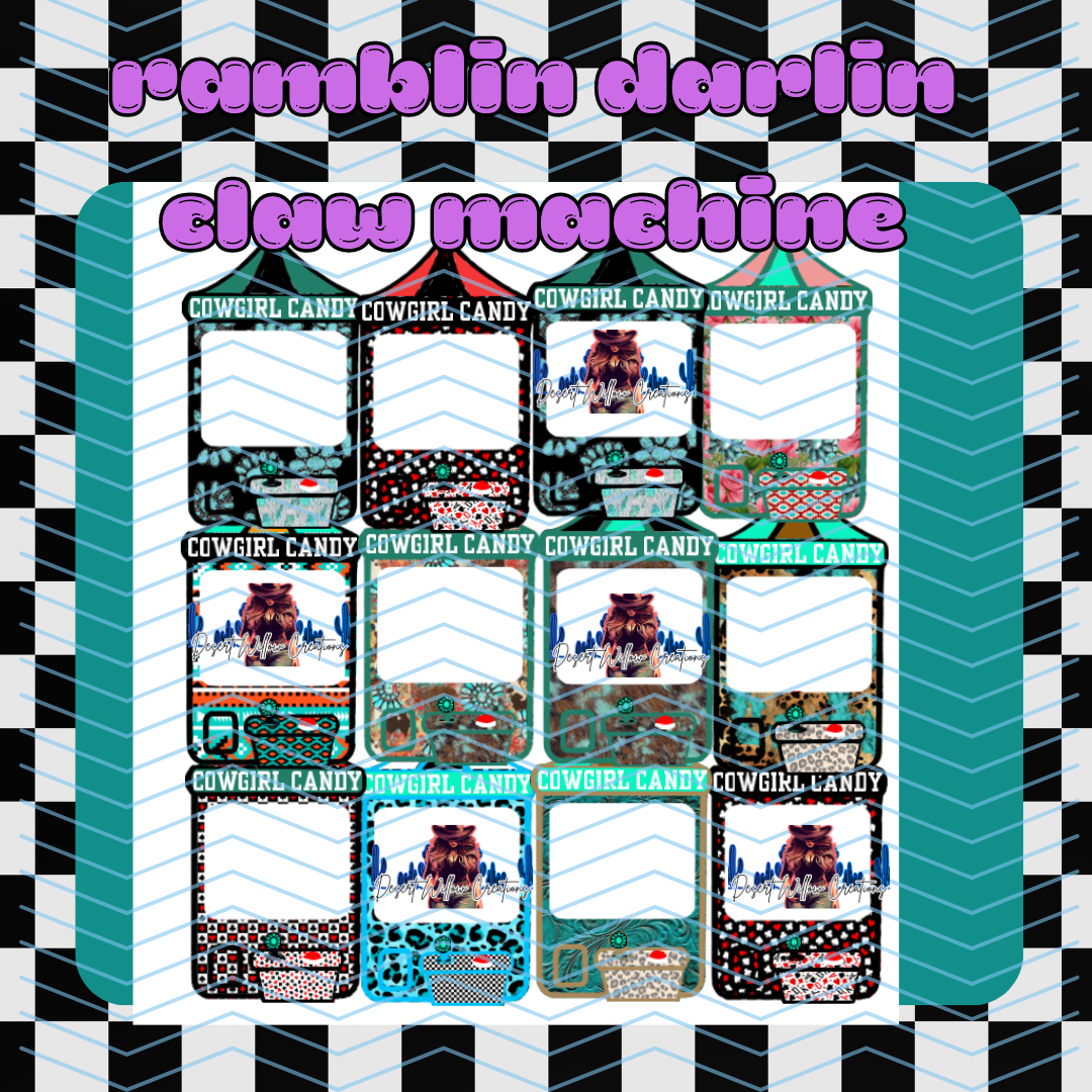 ramblin darlin claw machine cardstock for just the out line of the machine( this is not a shaker set)