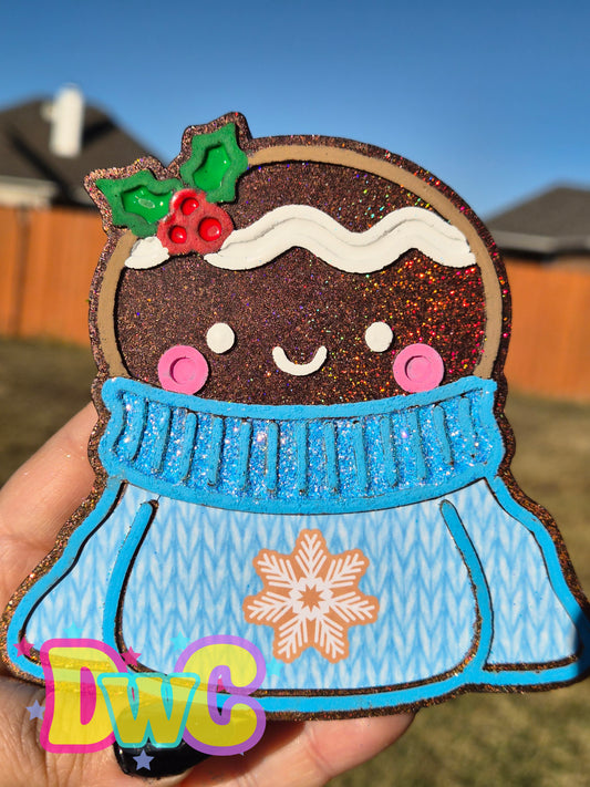 Sunshine scents gingerbread girl with over size sweater . Cardstock